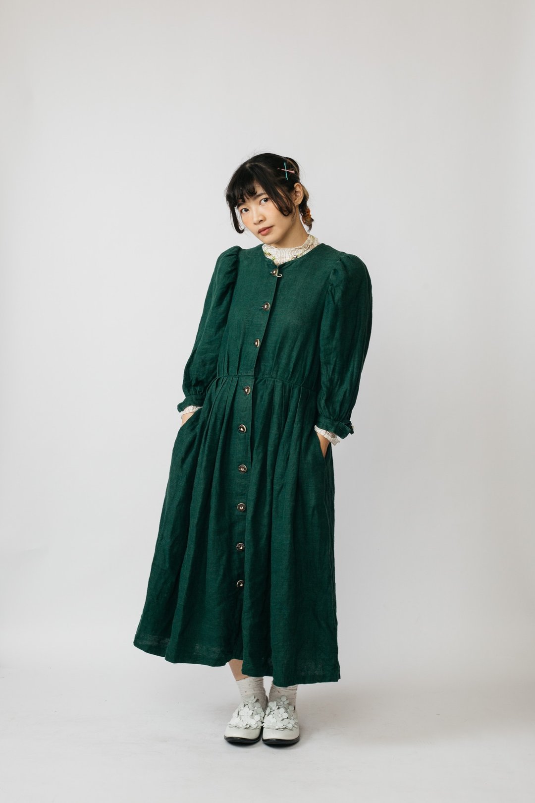 Tyrolean Dress 提洛尔洋装 古着【初恋贩卖所】Vintage.B682 - 洋装/连衣裙 - 棉 绿色