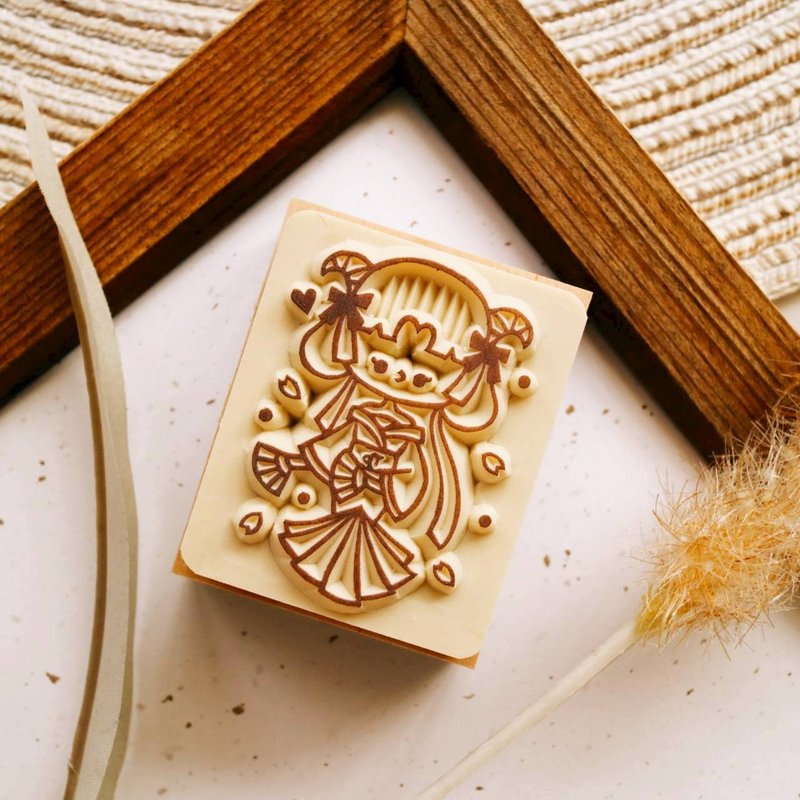 手工橡皮章 - 魔羯座女孩 星座系列章 4X5cm (可定制文字) - 印章/印台 - 橡胶 橘色