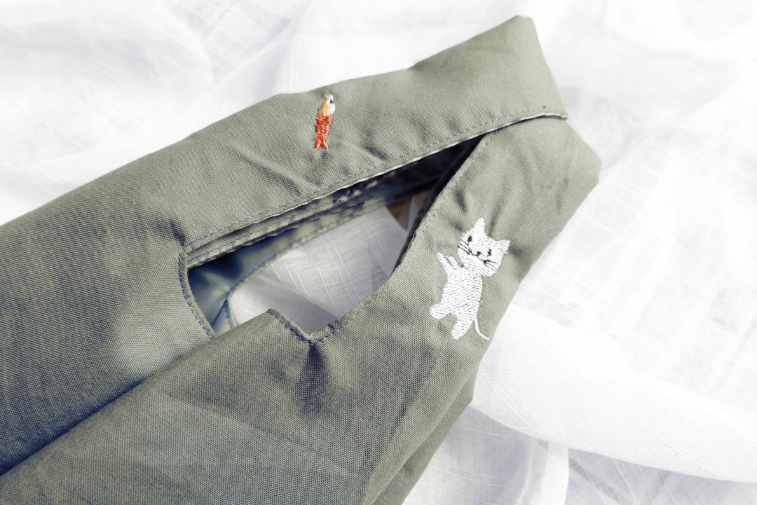 Eco bag Market bag Cat and Fish Shopping bag-Gray - 其他 - 棉．麻 灰色