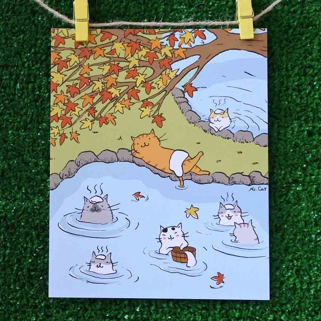 3猫小铺猫咪插画明信片(画家:猫小姐) – 泡秋汤 - 卡片/明信片 - 纸 