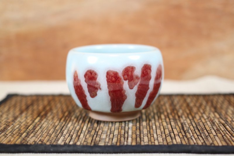 【沐春生活】汝窑铜红 牛血红 大圆融杯 名家叶敏祥手作 - 茶具/茶杯 - 陶 