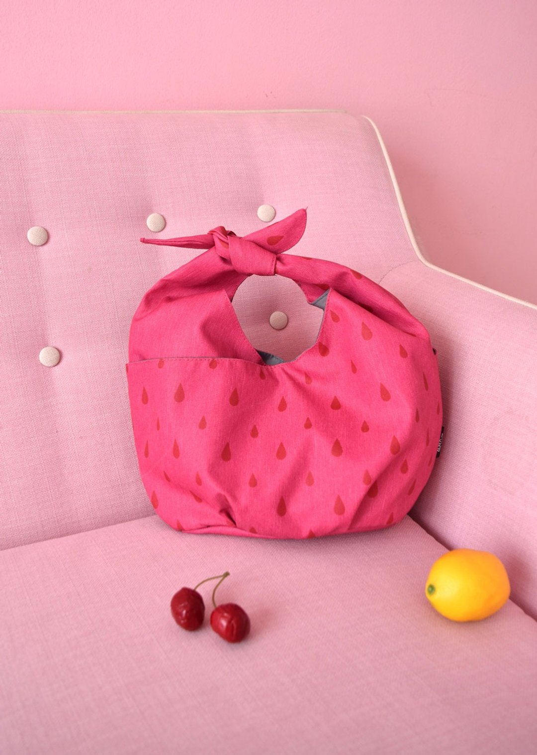 pink mini tie handle bag,small purse - 手提包/手提袋 - 聚酯纤维 粉红色