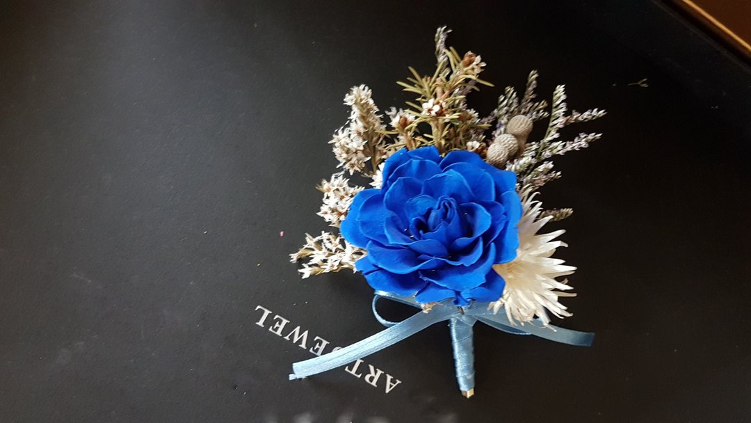 海藏设计│深海冰宝石蓝。不凋花干燥胸花。新郎胸花花束。 - 胸花/手腕花 - 植物．花 蓝色