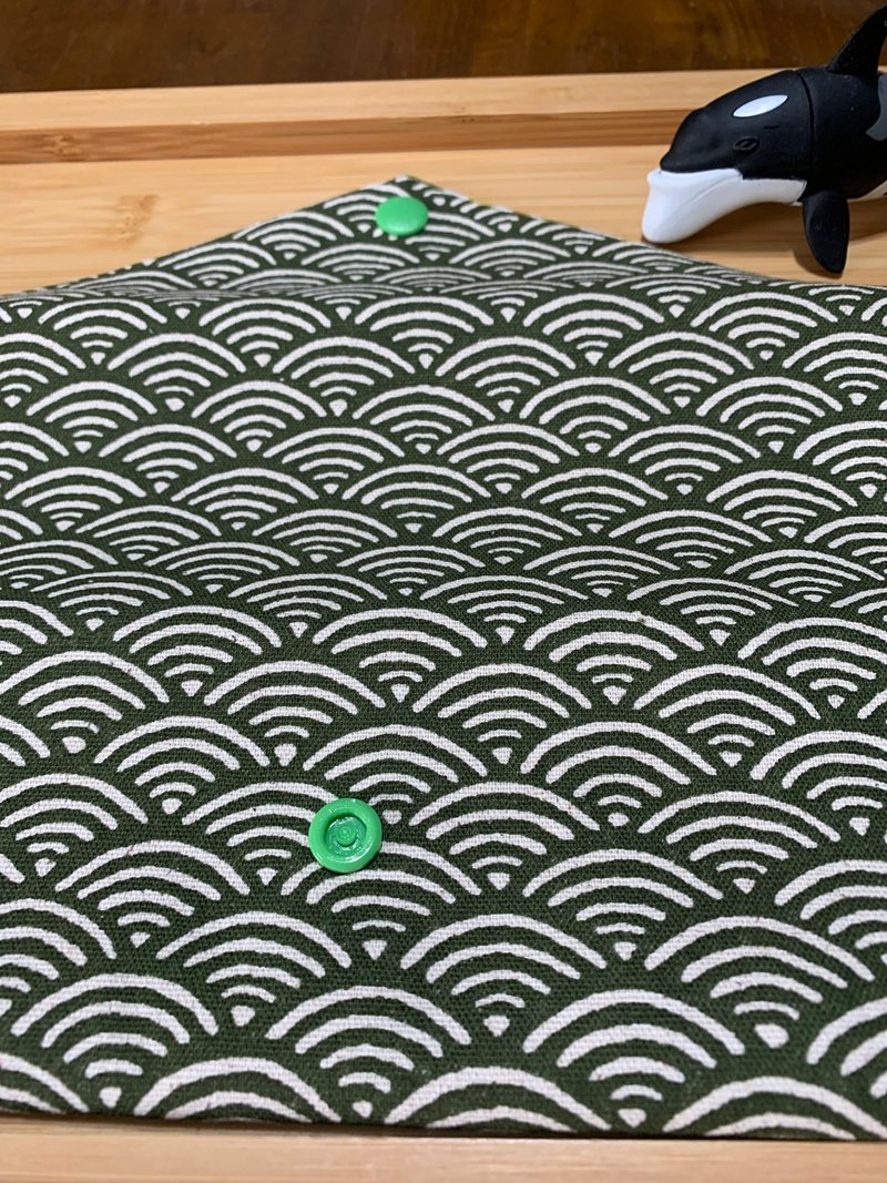 文青风环保纯棉筷袋 ~ 宁静海纹 清凉绿 潮物 收纳 手作餐具袋 礼 - 收纳用品 - 棉．麻 绿色