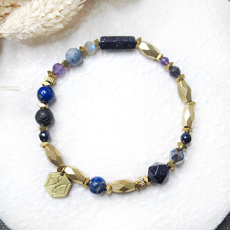 VIIART。 多宝盒-忘川。多宝石黄铜手环|天然拉长青金紫水晶 - 手链/手环 - 其他金属 蓝色