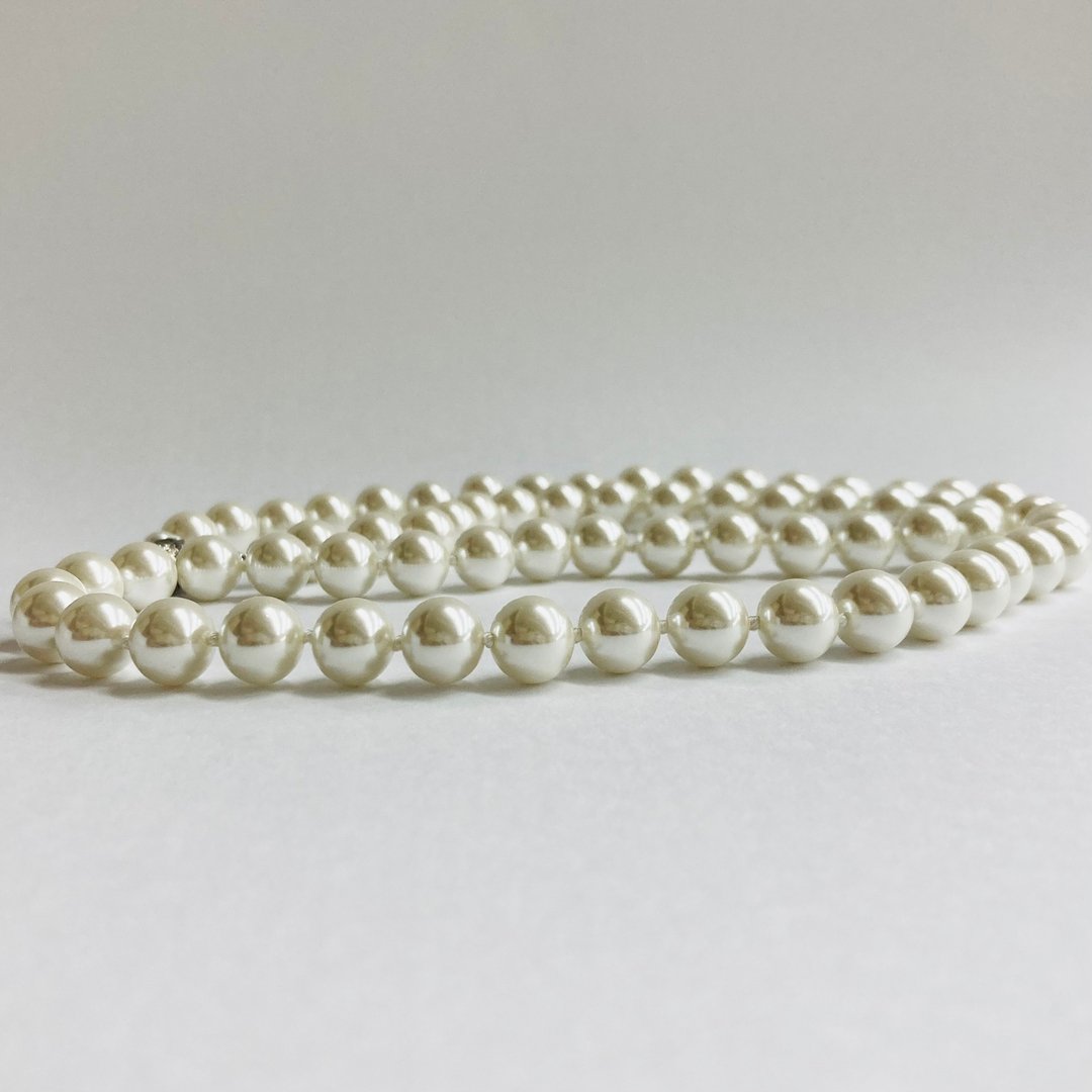 玻璃珍珠全结歌剧院式项链 / 10mm 约 77cm / 珍珠白 / R / 日本制造 - 项链 - 玻璃 白色