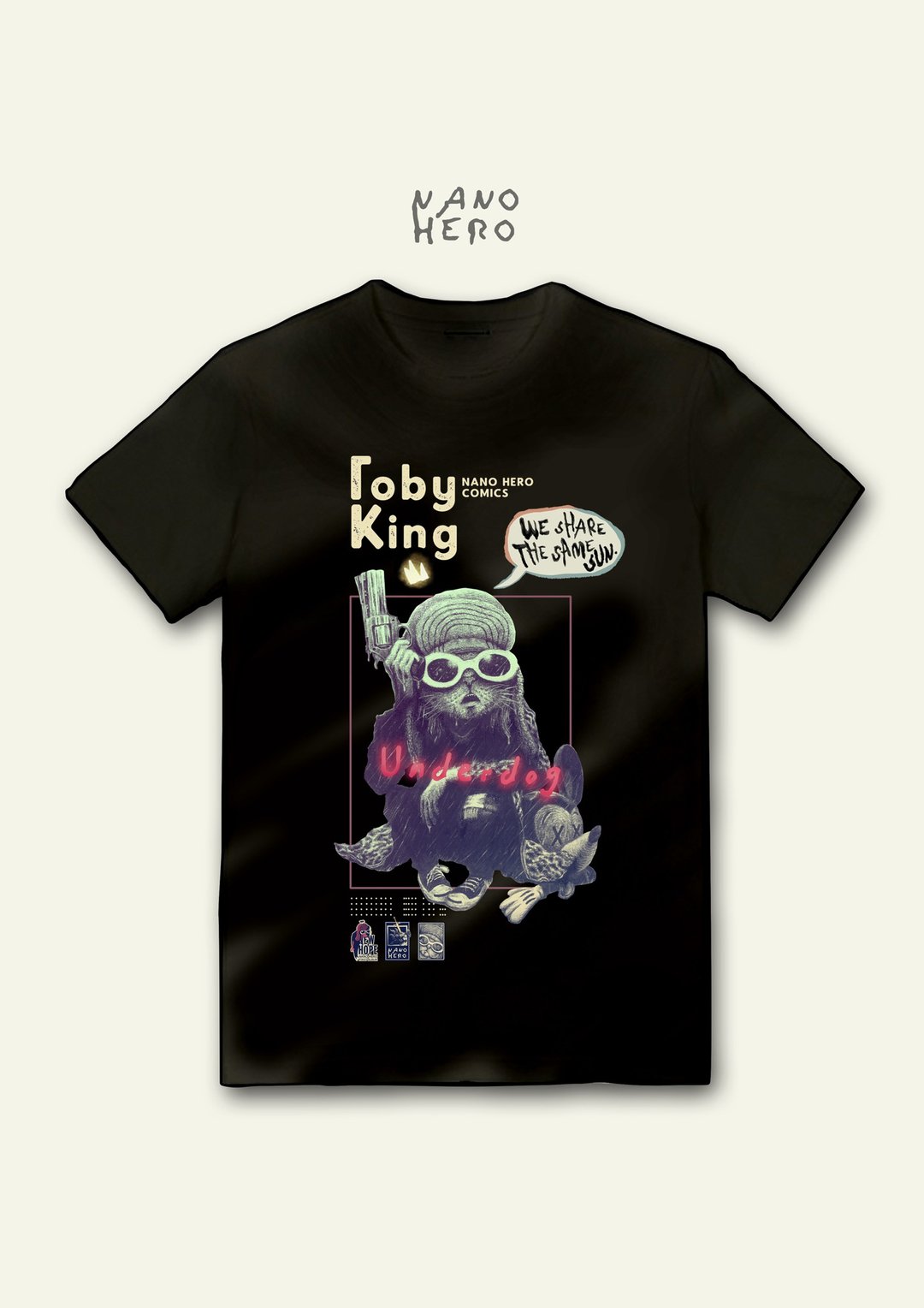 Underdog T-shirt T恤 NANO HERO漫画T - 男装上衣/T 恤 - 棉 黑色