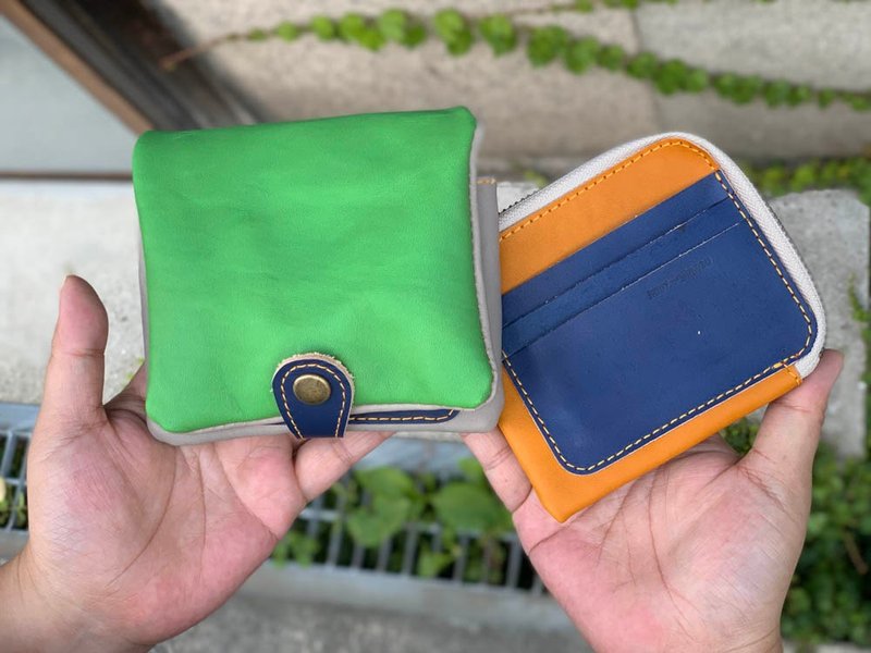 H-PLUMP Men's-like casual MIX half plump wallet Unique design HPW-GHHN-CNN-C - 皮夹/钱包 - 真皮 绿色