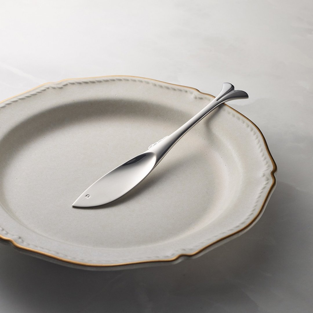 日本山崎金属 - 钓鱼系列 - 不锈钢奶油抹刀 (150 mm) - 餐刀/叉/匙组合 - 其他金属 银色