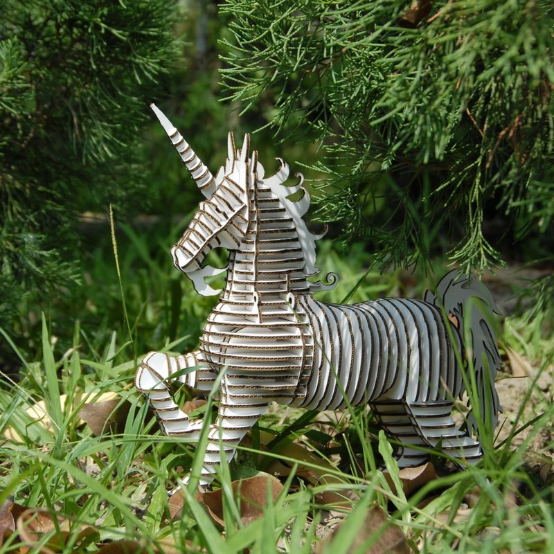 独角兽 DIY手作 3D居家摆饰 白 - 摆饰 - 纸 白色