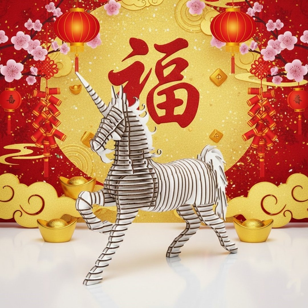 独角兽 DIY手作 3D居家摆饰 白 - 摆饰 - 纸 白色