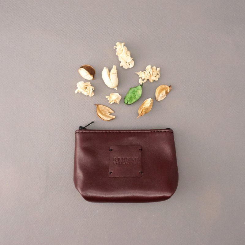 Zipper 零钱包．酒红色 / 皮革 / RRENAE Leatherware - 零钱包 - 真皮 红色