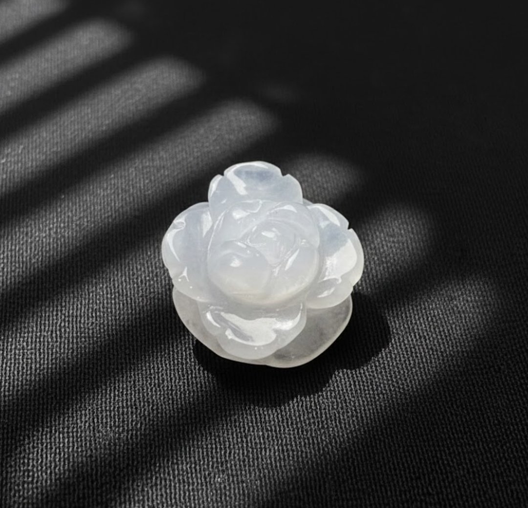 冰种翡翠牡丹花 | 裸石 | 天然缅甸玉翡翠A货 | 送礼 - 金工/饰品 - 玉石 白色