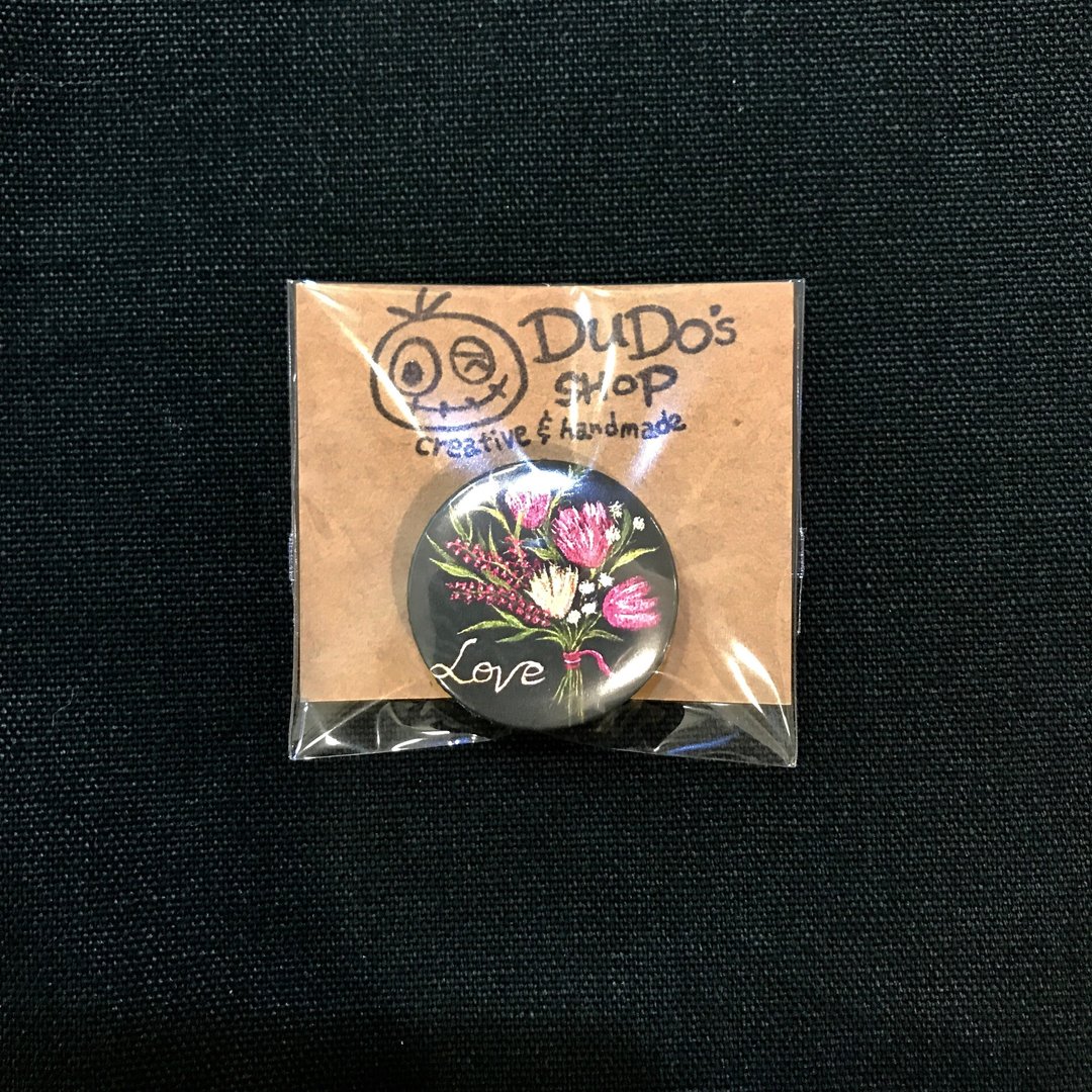 手绘插画小胸章小徽章别针 | 花束 情人节 母亲节 - 徽章/别针 - 其他金属 