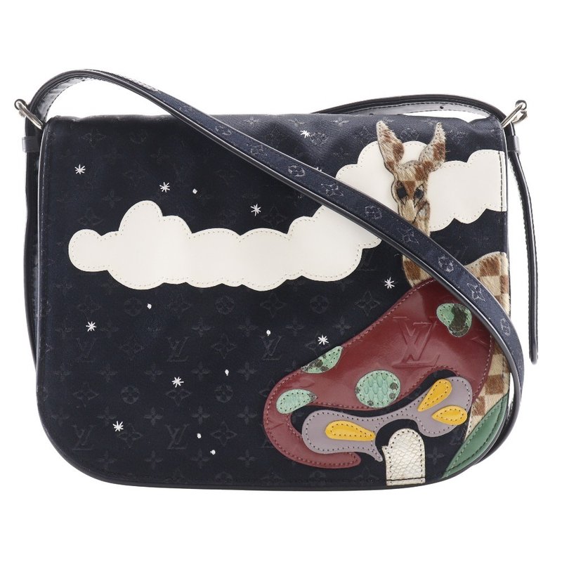 【日本直送】LOUIS VUITTON 路易威登 Musette M92273 Monogram 缎面 x 马毛皮革 黑色肩背包 女性【二手】 - 侧背包/斜挎包 - 棉．麻 黑色