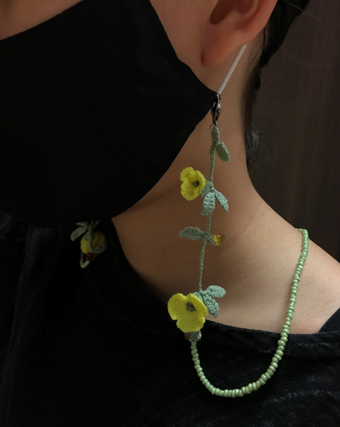 禮物 口罩鍊、眼鏡鍊兩用LittleBean crochet |NEON YELLOW| - 口罩 - 贵金属 黄色