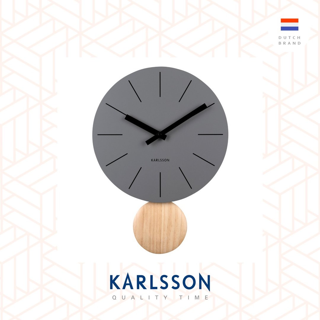 荷兰 Karlsson Wall clock L41cm Arlo 摇摆灰色金属设计师挂钟 - 时钟/闹钟 - 其他金属 灰色