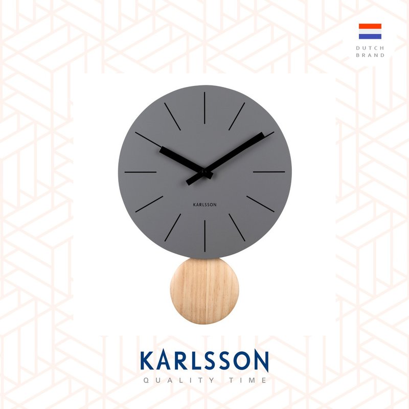 荷兰Karlsson Wall clock L41cm Arlo 摇摆灰色金属设计师挂钟 - 时钟/闹钟 - 其他金属 灰色