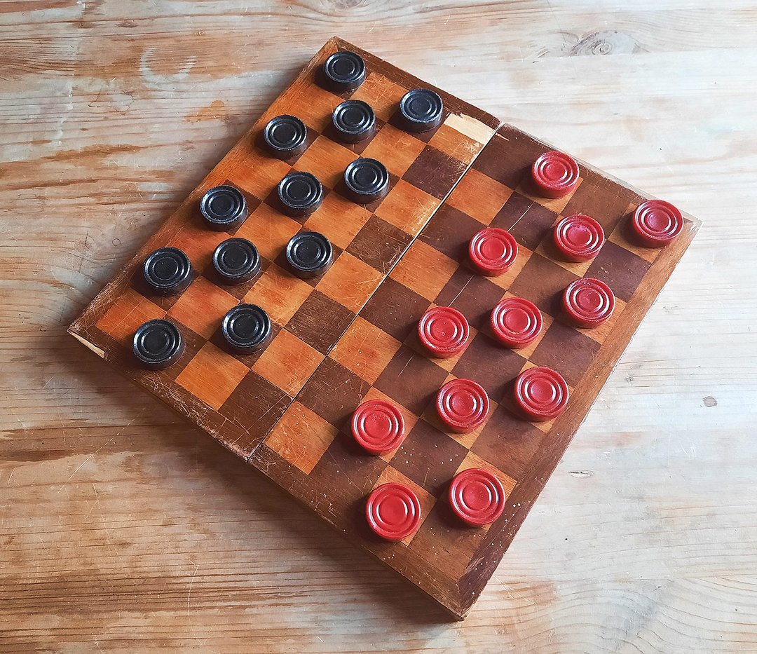 深红色黑色苏联碳纤维跳棋带木板盒游戏套装复古 - 桌游/玩具 - 其他材质 