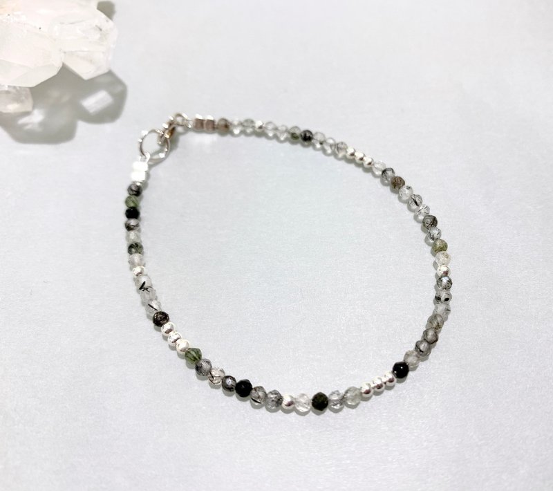 Ops Black Rutilated Quartz Silver-黑发晶/幸运石/极细/中性 - 手链/手环 - 宝石 黑色
