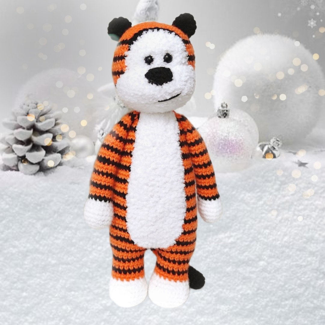 Toy tiger Hobbes, hobbes stuffed tiger, Calvin and hobbes tiger stuffed animal - 玩具/玩偶 - 其他材质 橘色