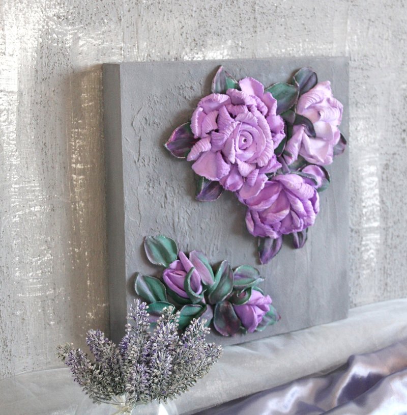 Roses, painting with flowers, wall decor, texture painting. - 墙贴/壁贴 - 其他材质 