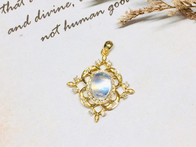 【茉莉亚缇 Moriarty Jewelry】14K 月光石 黄K金 小钻坠子 - 其他 - 贵金属 