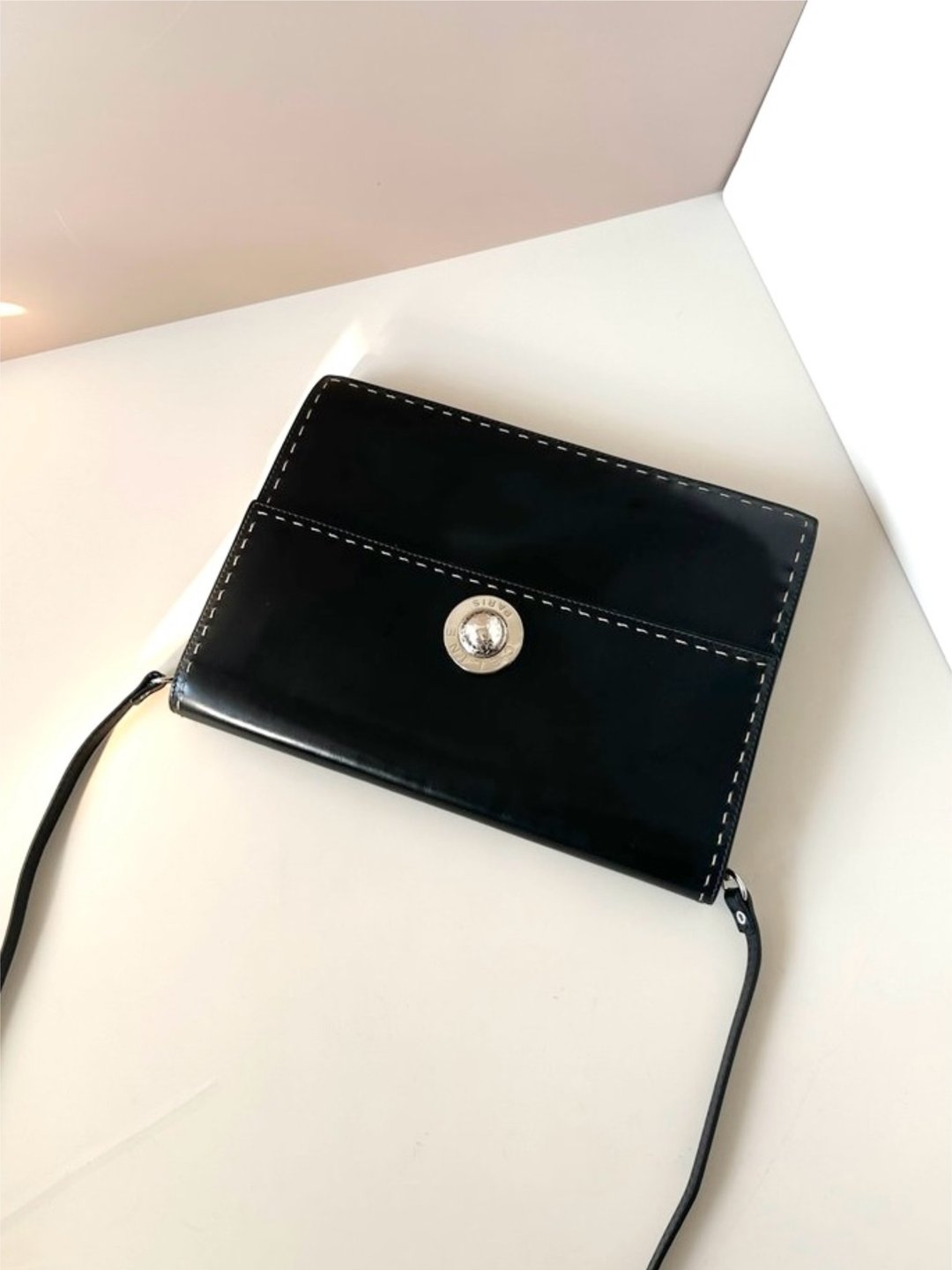 中古包 Celine 黑色银星球外缝包 斜背包 单肩包 侧背包 二手包 - 侧背包/斜挎包 - 真皮 黑色
