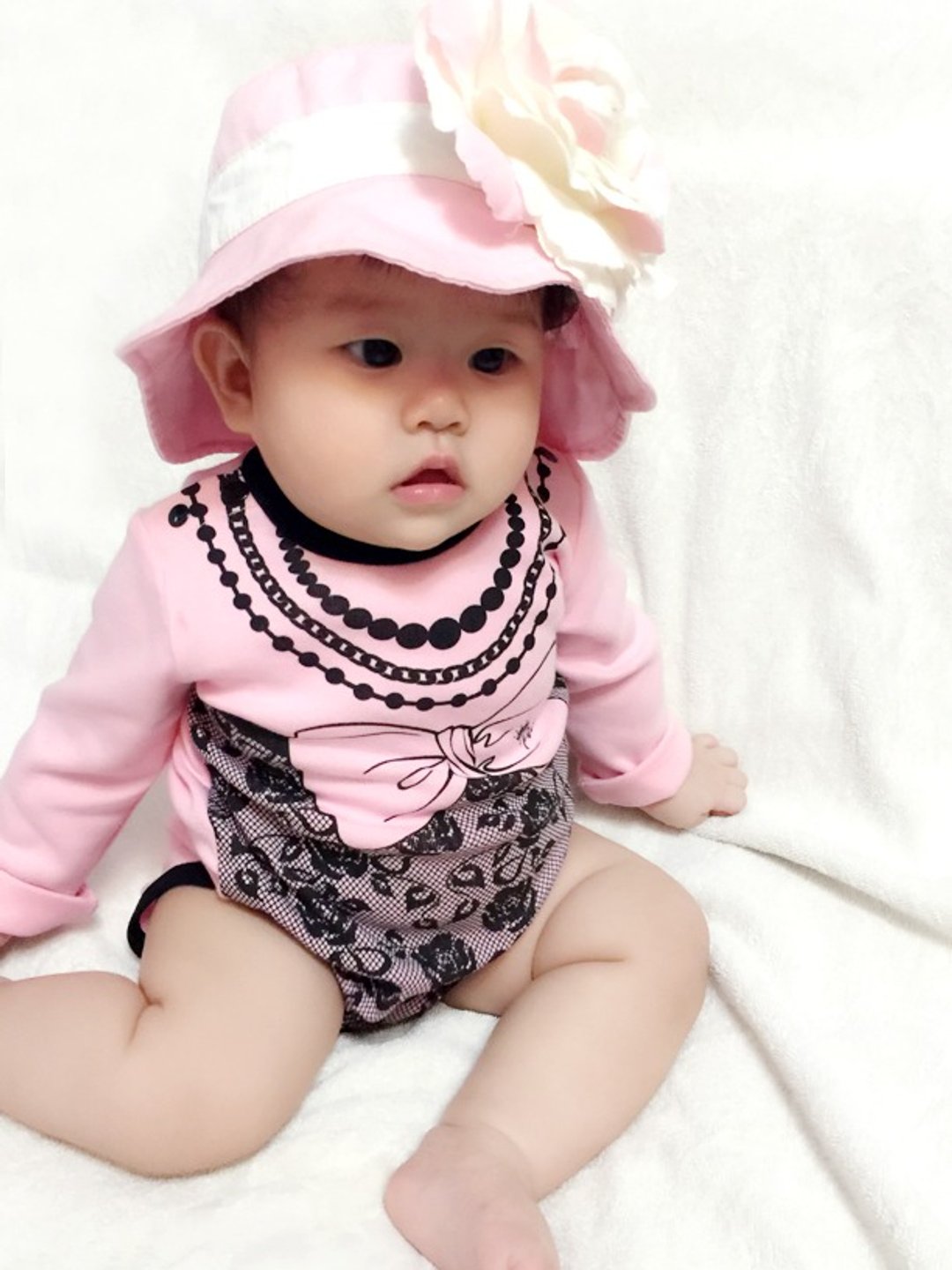 PUREST 时尚小贵妇 长袖 婴儿 新生儿 包屁连身衣 - 包屁衣/连体衣 - 棉 粉红色