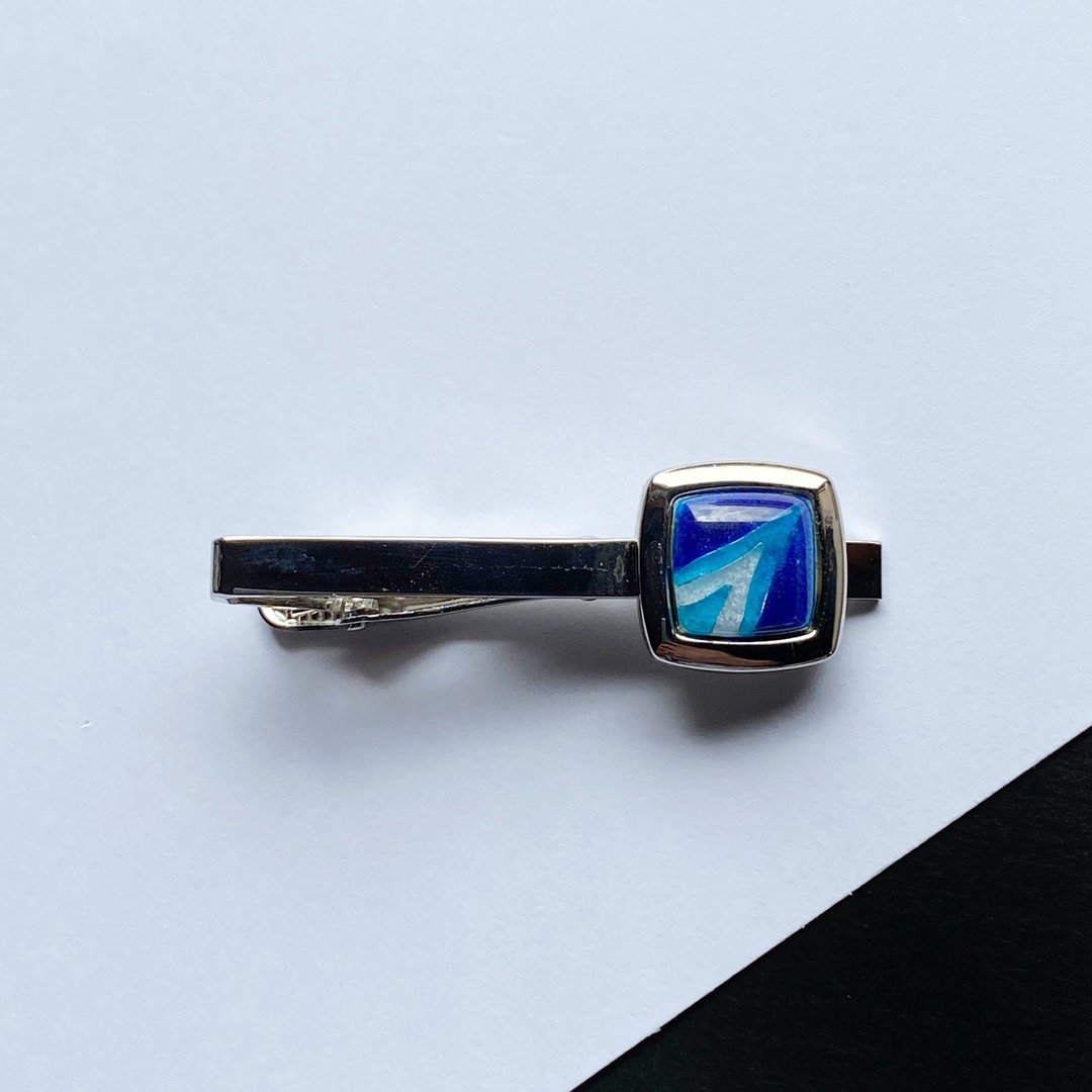 Comet [Sapphire Sapphire] Cloisonne Tie Clip Pure Silver Wired Cloisonne - 领带/领带夹 - 其他材质 蓝色