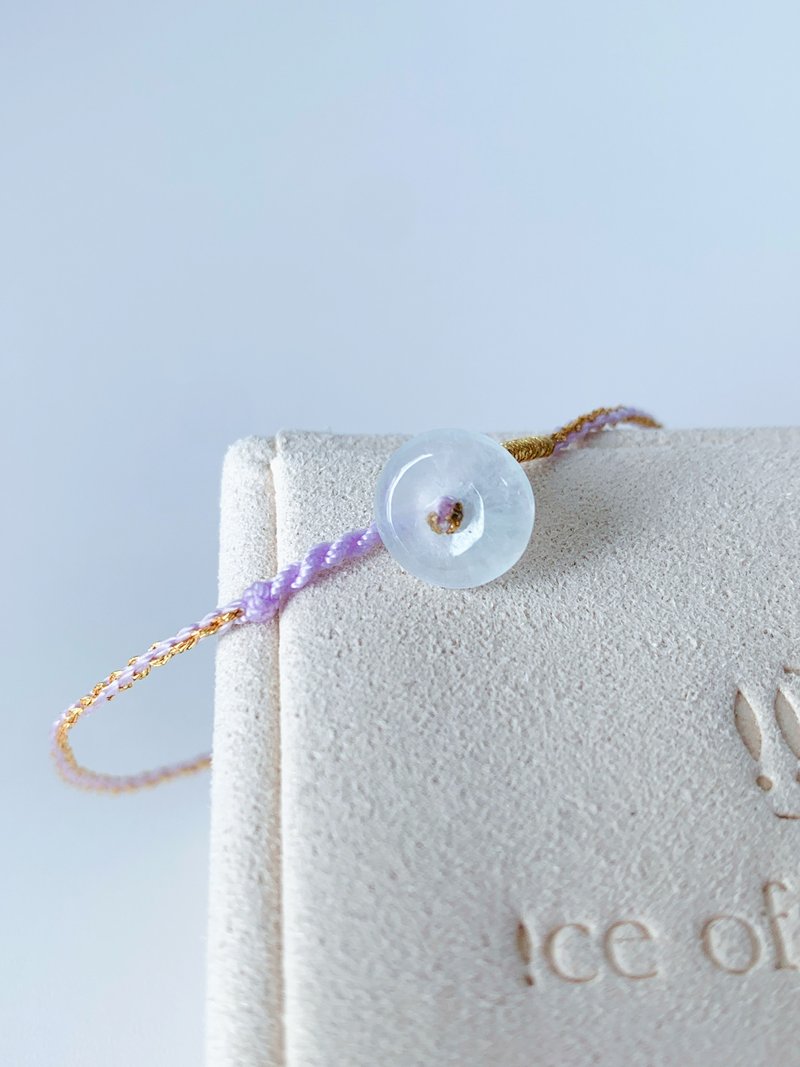 手工编制迷你天然翡翠A玉平安扣手绳 能量石 - 手链/手环 - 玉石 多色