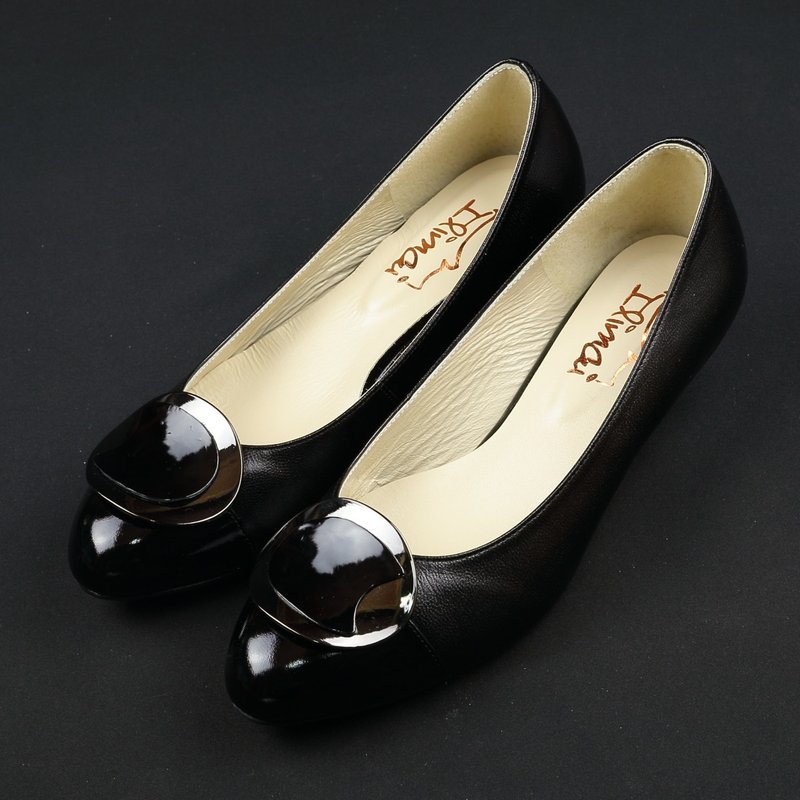 弯月饰扣低跟上班鞋-知性黑 - 其他女款皮鞋 - 真皮 黑色