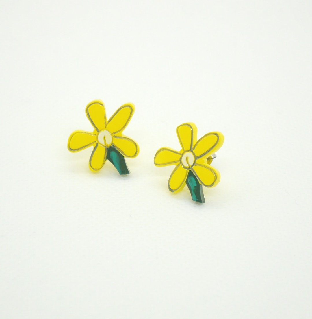 Gentian Earrings - 耳环/耳夹 - 树脂 黄色