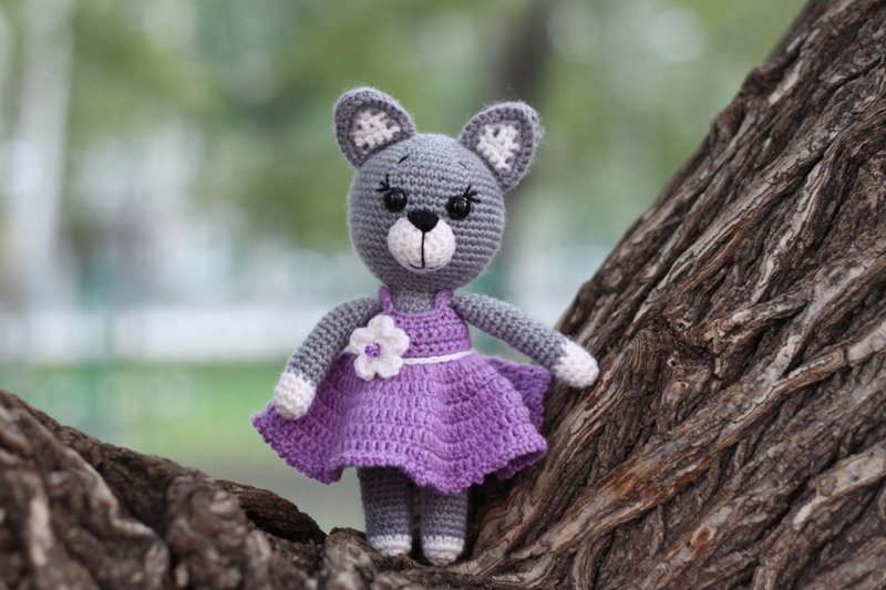 Crochet kitty, Crochet kitty Stuffed, toy knitted kitty, Cute plush animals - 玩具/玩偶 - 羊毛 