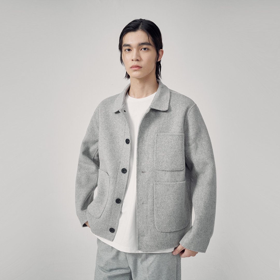 JARVISTORM2021秋冬设计师品牌多口袋短款双面羊毛大衣男毛呢外套 - 男装外套 - 羊毛 