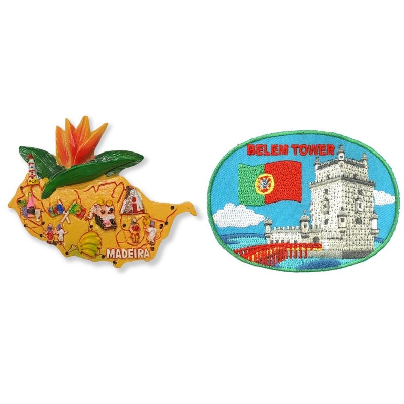 葡萄牙马德拉地图造型磁铁+葡萄牙贝伦塔布贴【2件组】彩色磁铁 - 冰箱贴/磁贴 - 橡胶 多色