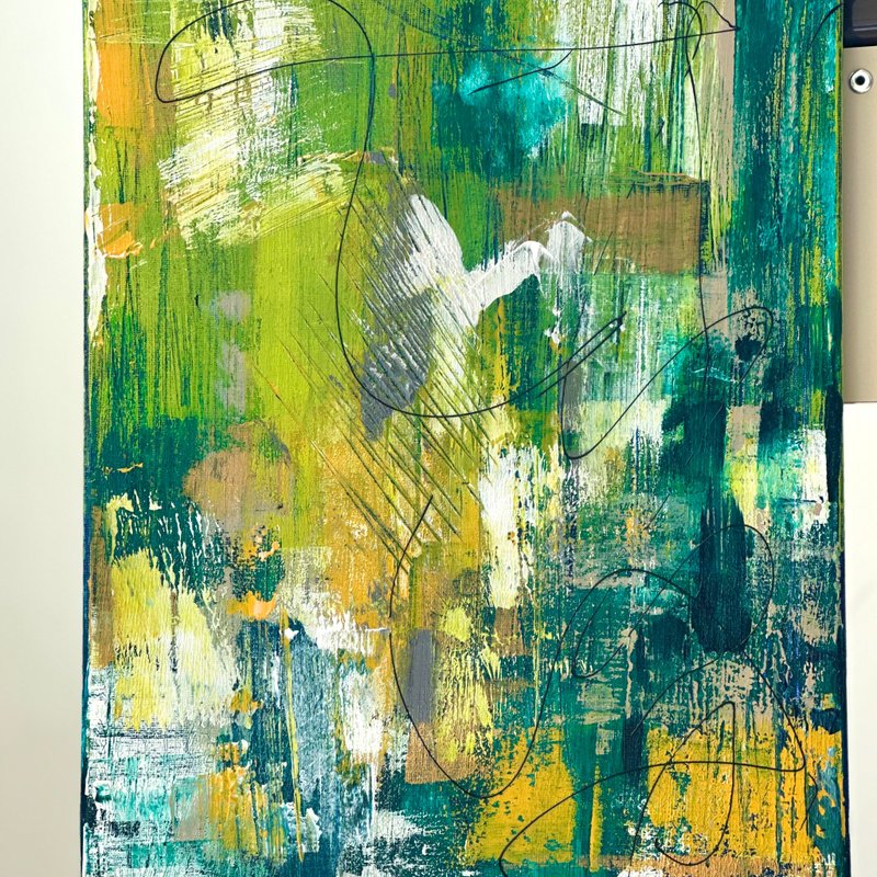 盼望 压克力抽象画作 疗愈绿色挂画 居家空间布置 - 海报/装饰画/版画 - 压克力 