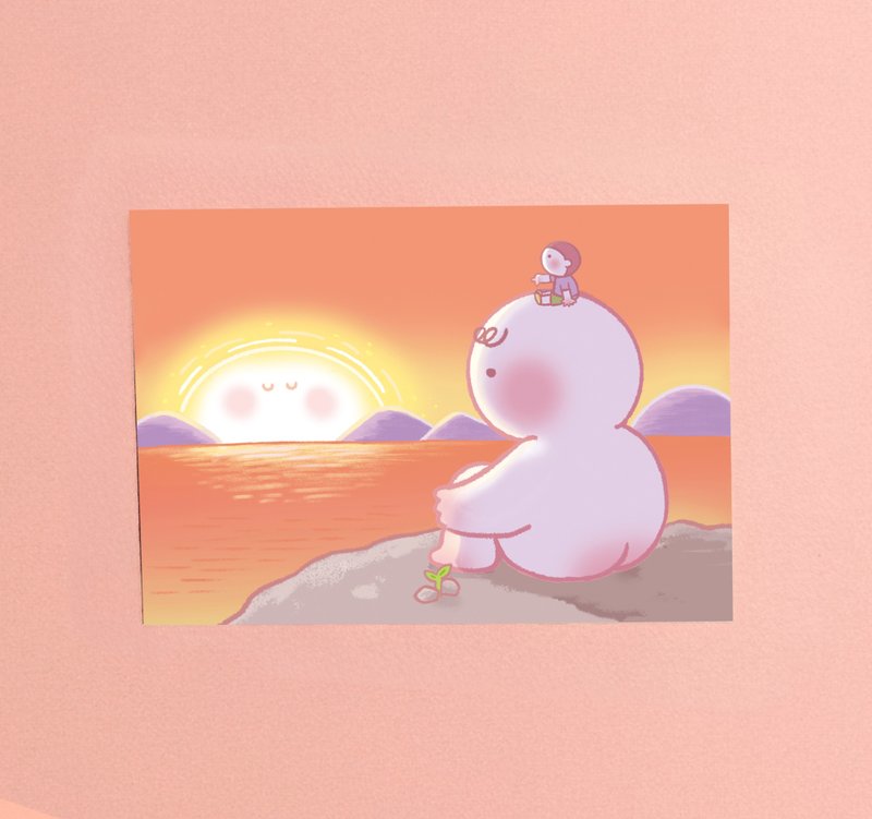 Kyraillust 插画明信片 Postcard - 看日落 - 卡片/明信片 - 纸 橘色