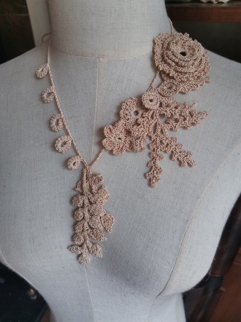 蕾丝项链 - 项链 - 棉．麻 白色
