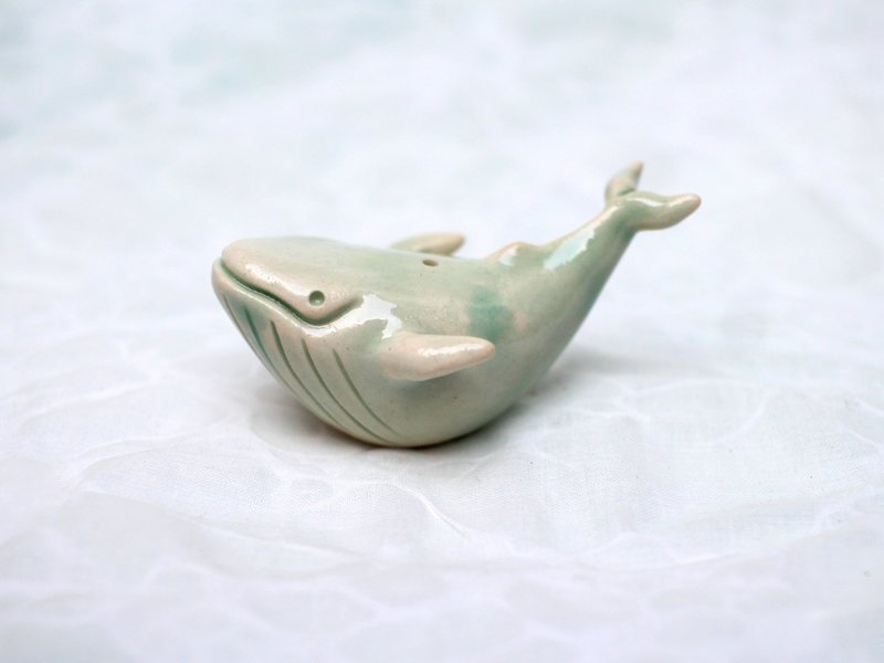 翅鲸　瓷偶　鲸鱼　公仔 - 玩偶/公仔 - 瓷 绿色