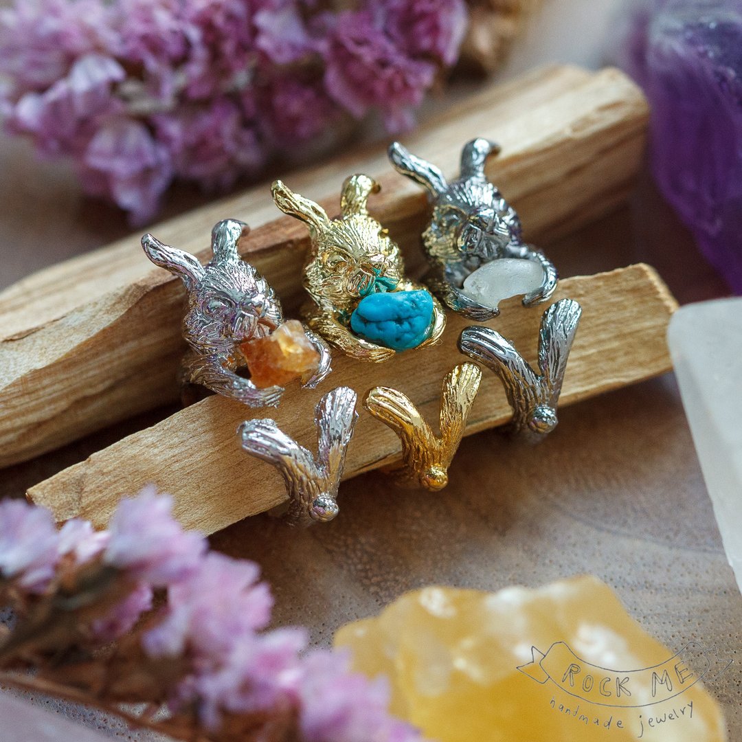 Wild rabbit ring - 戒指 - 半宝石 银色