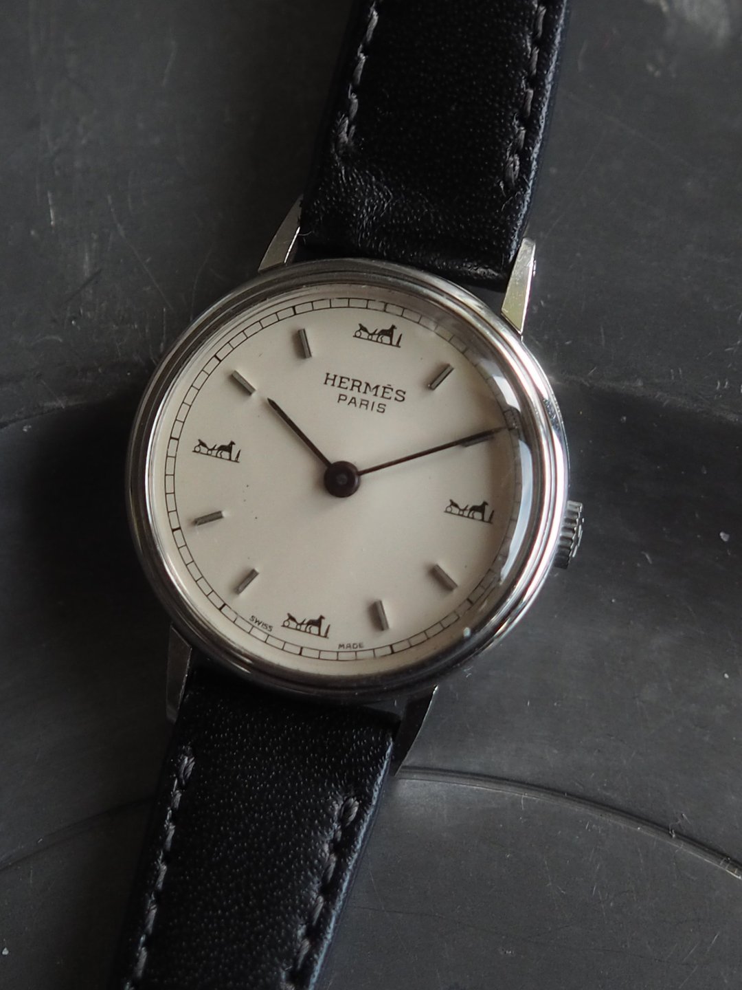 HERMÈS Vintage Hand-Wound Watch 爱马仕 马车标志 手动上链 腕表 女表 中性复古 - 男表/中性表 - 不锈钢 银色