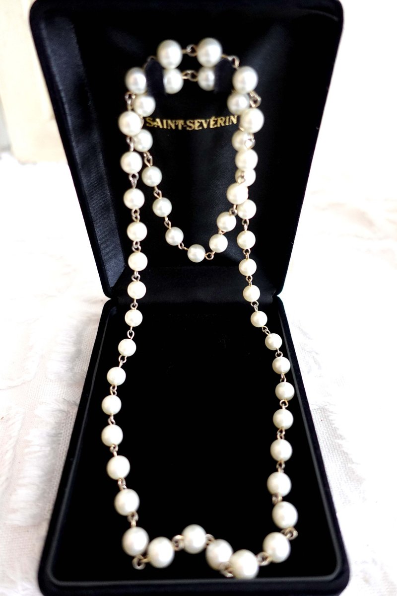 复古精致树脂珍珠项链颈链 香奈儿风 复古文青 日本二手中古珠宝 - 项链 - 树脂 透明