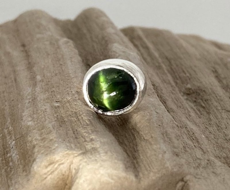 Natural Cat's Eye Diopside ◇Silver Tie Tac II - 男装上衣/T 恤 - 宝石 
