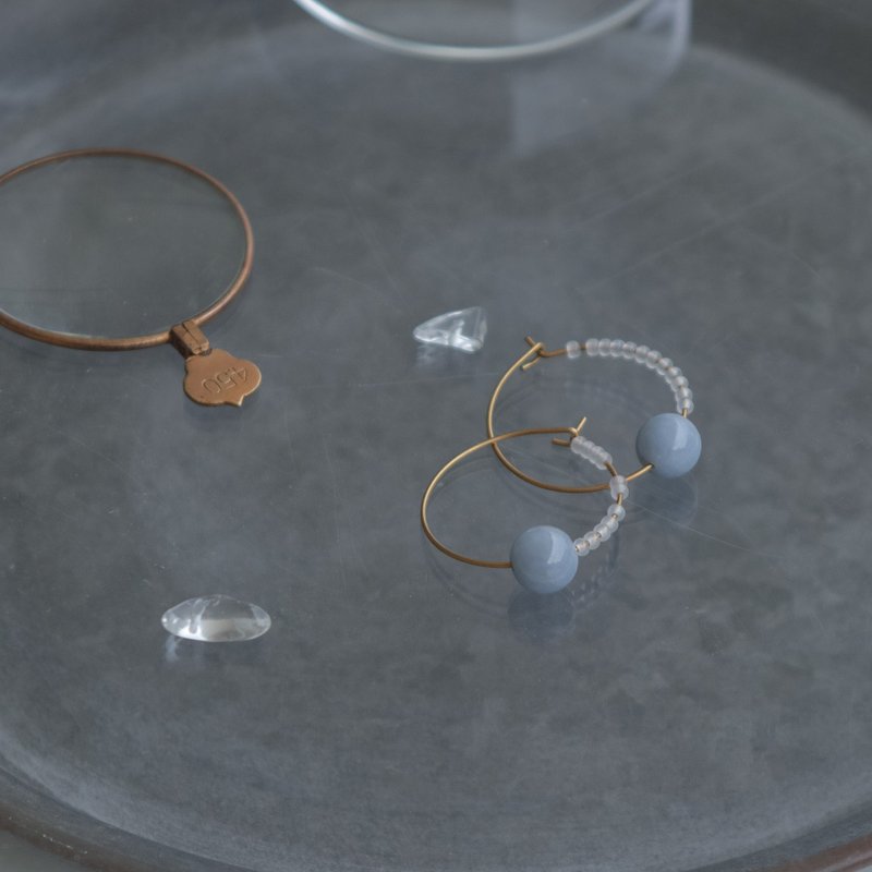 天然石黄铜圈圈耳环-倾诉/可定制 - 耳环/耳夹 - 水晶 紫色