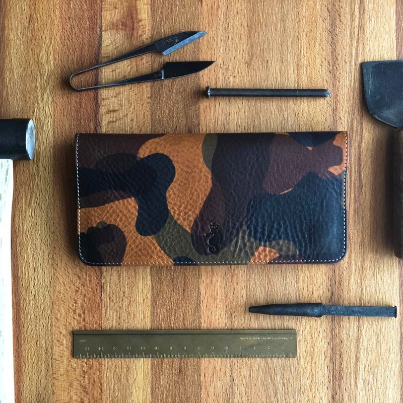 日本制【Takumicsタクミクス】长夹 附零钱袋 银包 意大利植鞣革 - 皮夹/钱包 - 真皮 咖啡色