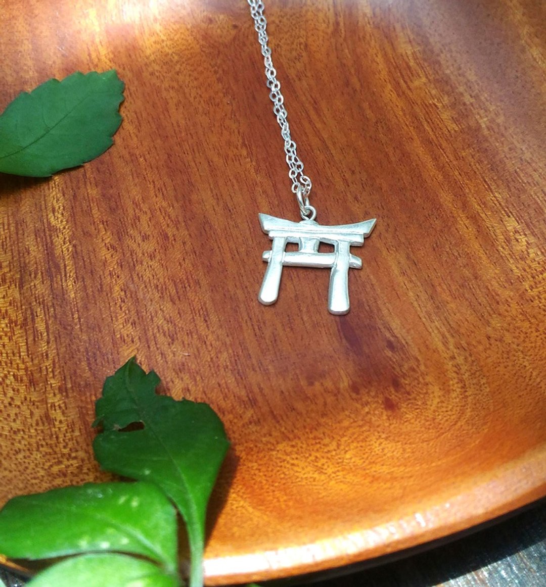鸟居-纯银项链 手工制作 - 项链 - 纯银 银色
