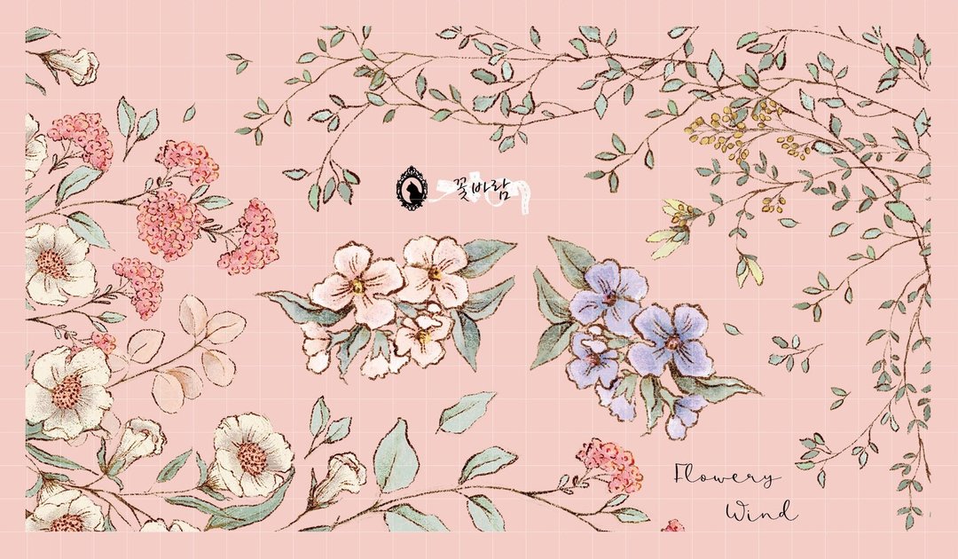 花朵风格 - 雾面白色印刷PET (蓝狮子) (suyeon) - 贴纸 - 纸 多色