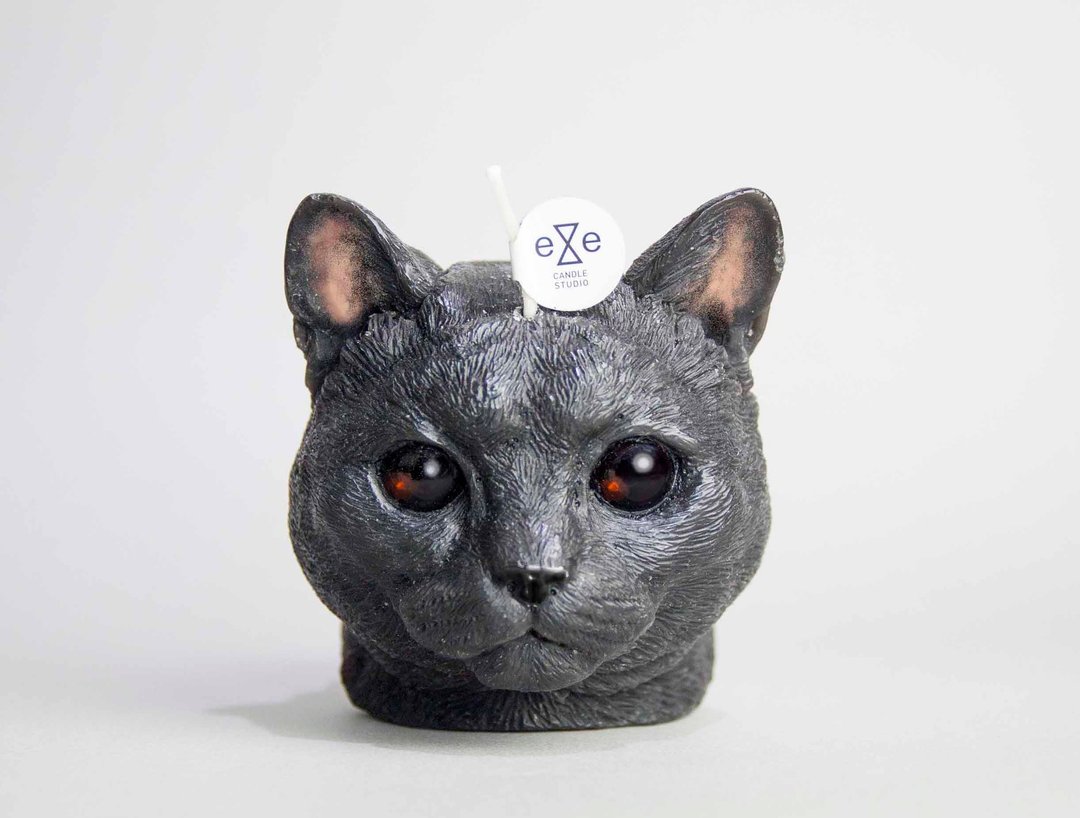 美国短毛猫造型蜡烛 - 全黑配色 - 蜡烛/烛台 - 蜡 