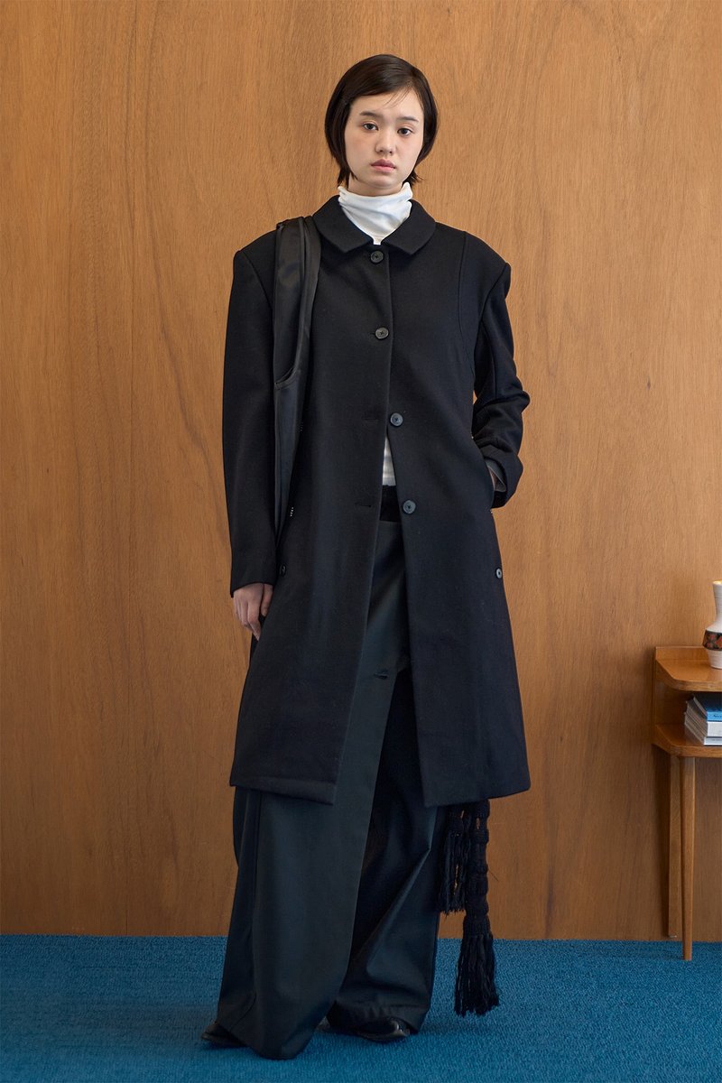 日系复古 收腰阔摆多口袋西装外套 - 女装西装外套/风衣 - 其他材质 黑色